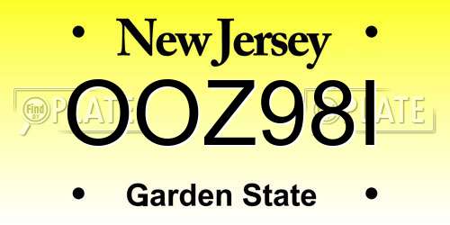 OOZ98I New Jersey License Plate