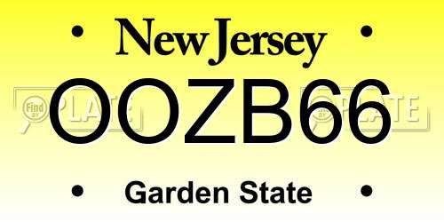 OOZB66 New Jersey License Plate