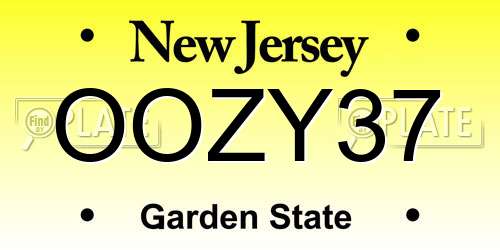 OOZY37 New Jersey License Plate