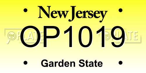 OP1019 New Jersey License Plate