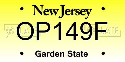 OP149F New Jersey License Plate
