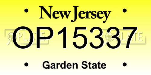 OP15337 New Jersey License Plate