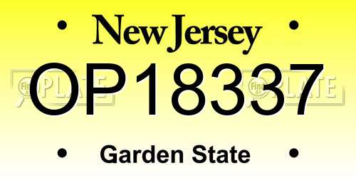 OP18337 New Jersey License Plate