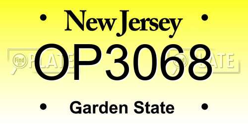 OP3068 New Jersey License Plate