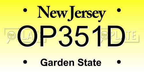 OP351D New Jersey License Plate