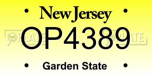 OP4389 New Jersey License Plate