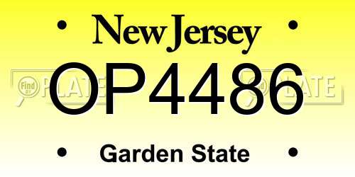 OP4486 New Jersey License Plate