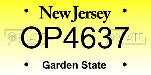 OP4637 New Jersey License Plate