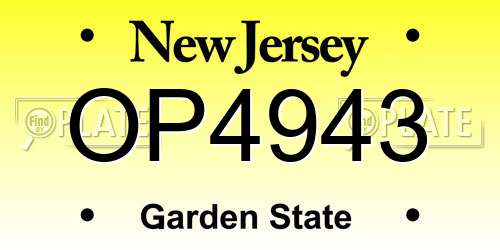 OP4943 New Jersey License Plate