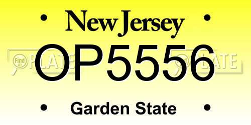 OP5556 New Jersey License Plate