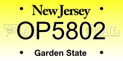 OP5802 New Jersey License Plate