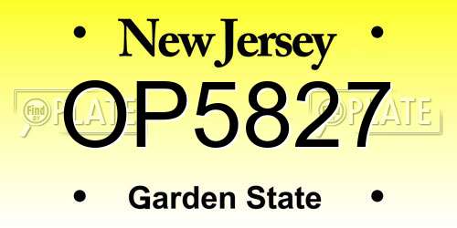 OP5827 New Jersey License Plate