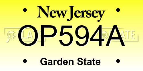 OP594A New Jersey License Plate