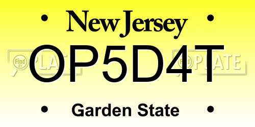 OP5D4T New Jersey License Plate