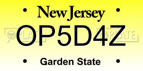 OP5D4Z New Jersey License Plate