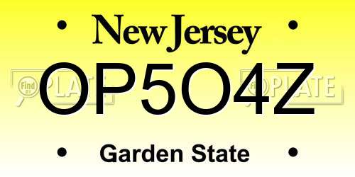 OP5O4Z New Jersey License Plate