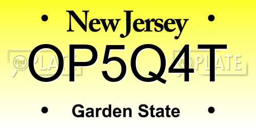 OP5Q4T New Jersey License Plate