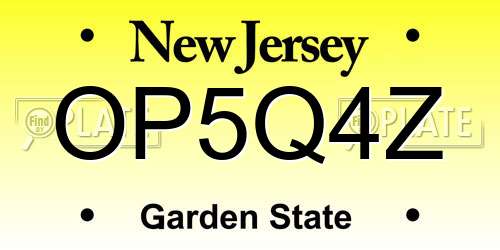 OP5Q4Z New Jersey License Plate