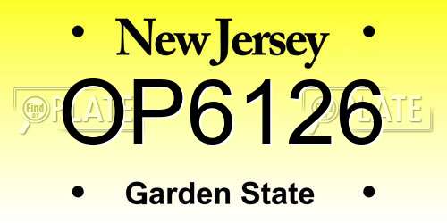 OP6126 New Jersey License Plate