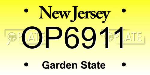 OP6911 New Jersey License Plate