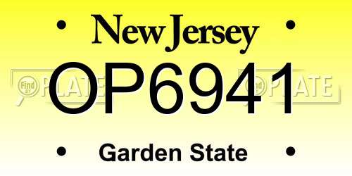 OP6941 New Jersey License Plate