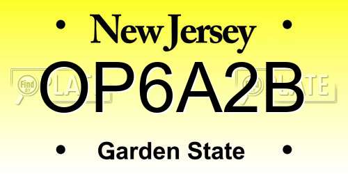 OP6A2B New Jersey License Plate