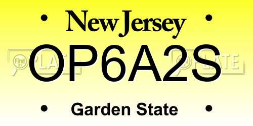 OP6A2S New Jersey License Plate