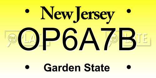 OP6A7B New Jersey License Plate