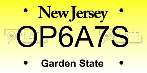 OP6A7S New Jersey License Plate