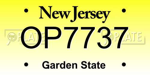 OP7737 New Jersey License Plate