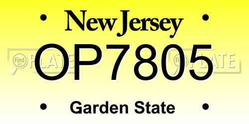 OP7805 New Jersey License Plate
