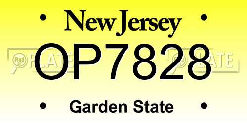 OP7828 New Jersey License Plate