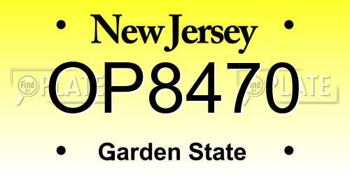 OP8470 New Jersey License Plate