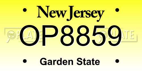 OP8859 New Jersey License Plate