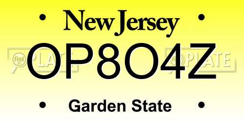 OP8O4Z New Jersey License Plate