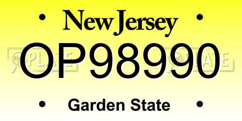 OP98990 New Jersey License Plate