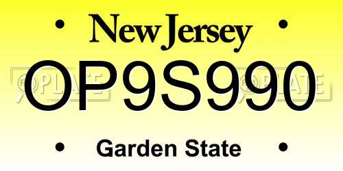 OP9S990 New Jersey License Plate