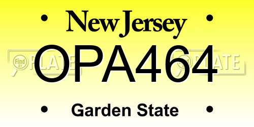 OPA464 New Jersey License Plate