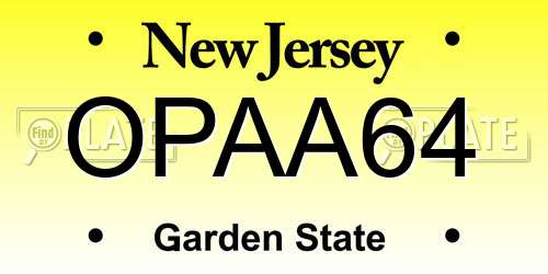 OPAA64 New Jersey License Plate