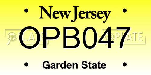 OPB047 New Jersey License Plate
