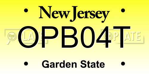 OPB04T New Jersey License Plate
