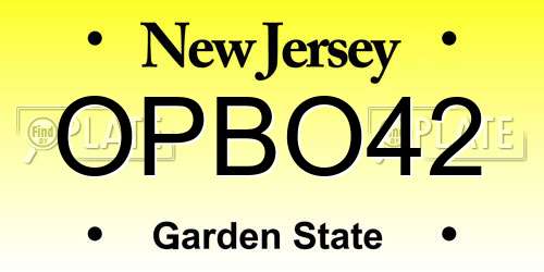 OPBO42 New Jersey License Plate