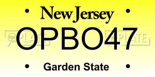OPBO47 New Jersey License Plate