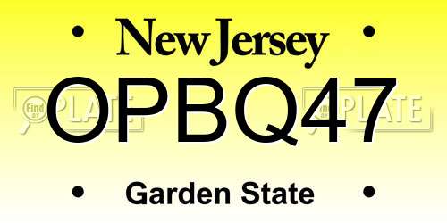 OPBQ47 New Jersey License Plate