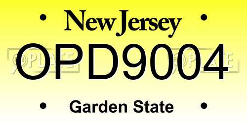 OPD9004 New Jersey License Plate