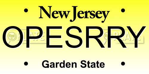 OPESRRY New Jersey License Plate