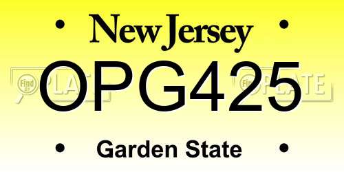 OPG425 New Jersey License Plate