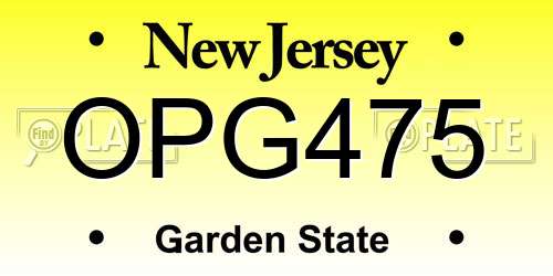 OPG475 New Jersey License Plate