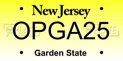 OPGA25 New Jersey License Plate