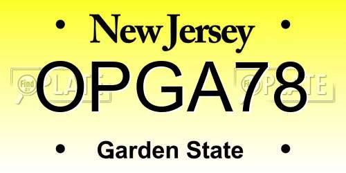OPGA78 New Jersey License Plate